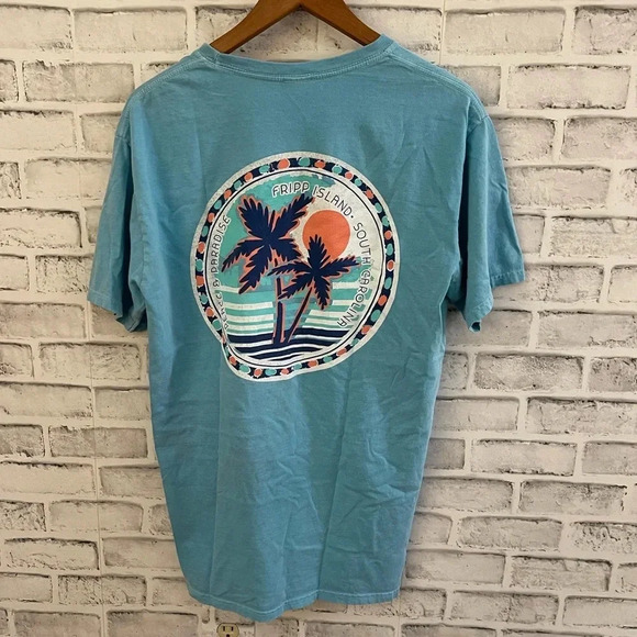 Unisex Fripp Island, SC blue tropical graphic t-shirt Medium - Picture 1 of 5